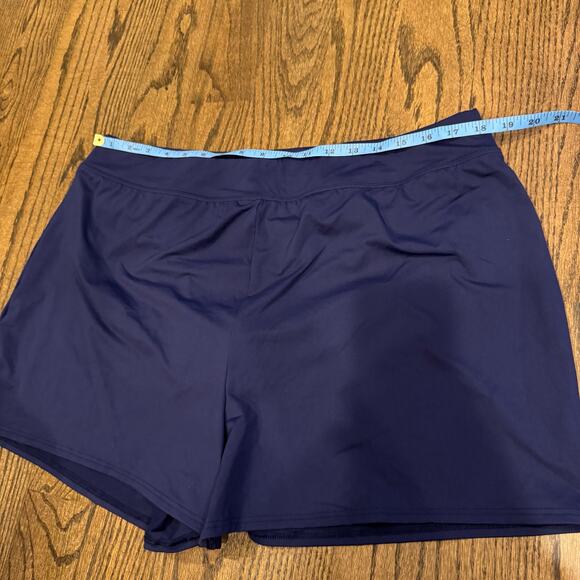 Lands End Women Navy Blue  Swim Suit Shorts Attached Brief Pockets Plus Size 18W - Picture 7 of 7